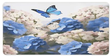 Hydrangeas Daisies Butterflies Desk Pad，Multifunctional Smooth Generic Keyboard Pad，Extended X Large Portable and Washable Desk Mat for PC Gaming, Office & Home Use