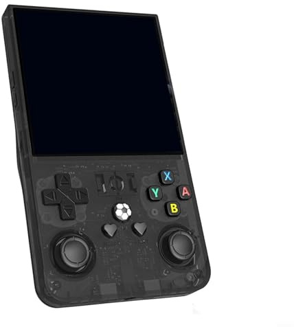Glomc R36MAX Console di gioco portatile retrò con schermo IPS HD da 4,0 pollici, CPU quad-core a 64 bit, batteria da 4000 mAh per 6 ore di riproduzione, ricarica di tipo C, 15000 giochi (nero