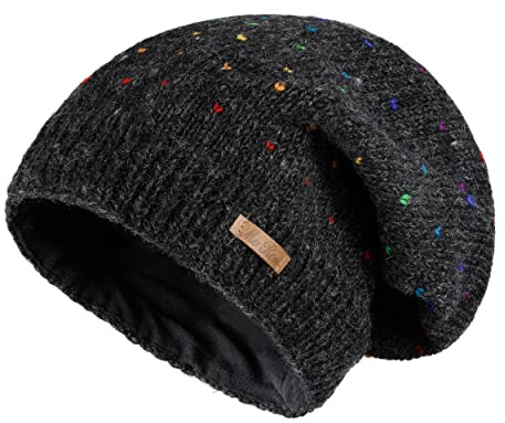 alpengoa McRon Damen Gefütterte Beanie Wollmütze Modell Lizzy Regenbogen