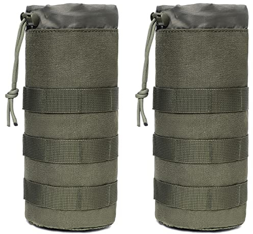 TRIWONDER Taktisk molle vattenflaska påse flaskhållare militär flaska hölster dragsko hydrering flaska bärväska för vandring camping (grön – 2-pack)