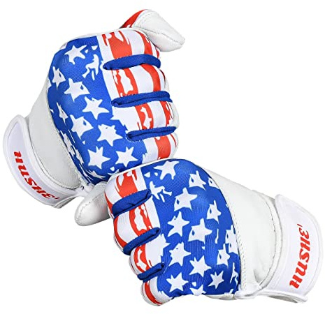 American Flag Baseball Batting Gloves USA Flag Baseball Batting Gloves for Youth Adult & Unisex (White) (Small, Adult)