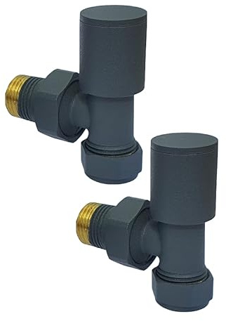 Manissa Anthracite Angled Towel Rail/Radiator Valves 1/2 /15mm