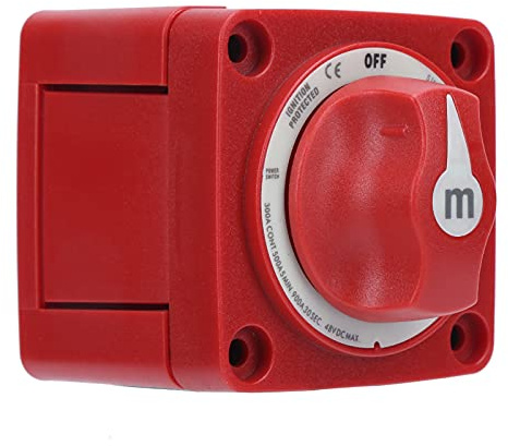 Batterie-Trennschalter, Yacht-Batterieschalter, Einzelkreislauf 6006 M-Serie ABS + Kupfer, strapazierfähig für Marine-Boot, DC 12-48 V, rot für Blue Sea Batterieschalter