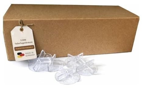 Miko® fogkors med tallrik 50 st. 3 mm fog för plattläggning i splittsängen transparent osynlig för läggning av kakel, gatstenar (50)
