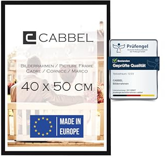 CABBEL Einzelpack (1 STK.) Bilderrahmen 40x50 cm MDF Holz-Rahmen in Schwarz | mit bruchsicherem Plexi-Glas/Modern
