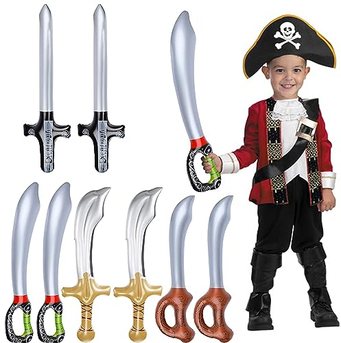 PHIEZC 8 Stück aufblasbares Piratenmesser, Piratenschwert, aufblasbare Piratenschwert-Luftballons für Piraten-Cosplay-Party, Halloween, Mottoparty-Dekorationen