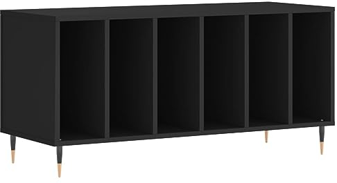 vidaXL Plattenschrank, Schallplattenschrank mit viel Stauraum, Plattenspieler Schrank für Wohnzimmer, LP Schrank Schallplattenständer, Schwarz Holzwerkstoff