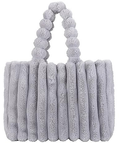 TIAASTAP Plüsch Handtasche für Damen Puffy Tote Bag Einfarbig Shopper Tasche Groß Umhängetasche Winter Große Warme Schultertasche Puffer Bag Hobo Bag Henkeltasche Handbags for Women