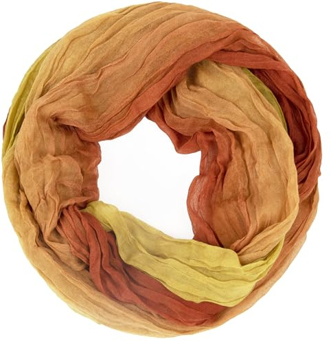 Gloop damhalsduk lätt lång/sjal tubhalsduk halsduk med färggradient många färger, Orange-gul loop halsduk, En Storlek