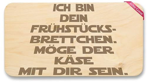 Frühstücksbrettchen Holz Natur - Statement - Frühstücksbrett - Möge der Käse mit Dir sein - 22x12 - Holz - brett spruch vesperbrett lustig lustige sprüche brettchen lustigen sprüchen