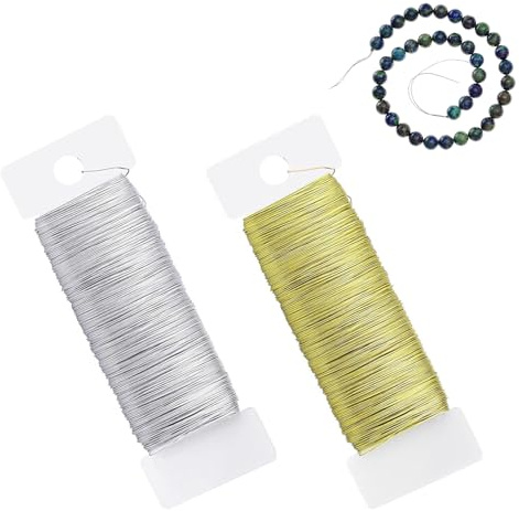 0,35mm x 100m Basteldraht Dünn, 2 Rolle Schmuckdraht Silber, Basteldraht Silber, Schmuck-Häkeldraht, Schmuckdraht, Basteldrähte, Blumendraht, für Karneval Deko Handwerk Pflanzen Blumen (50m/Rolle)
