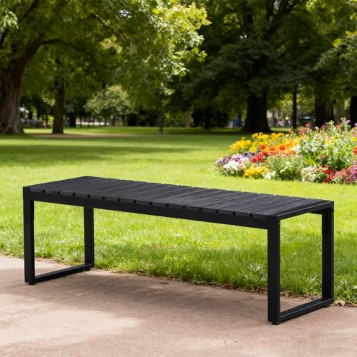 Mingone Gartenbank wetterfest 2-Sitzer | Terrassenbank ohne Rückenlehne für Garten, Park, Balkon 120cm
