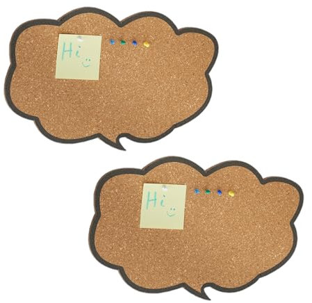 Relaxdays Korkpinnwand 2er Set, Korkwand Gedankenwolken-Form, Büro Pinnwand mit Pins, HBT: 29 x 44 x 1 cm, Natur/schwarz