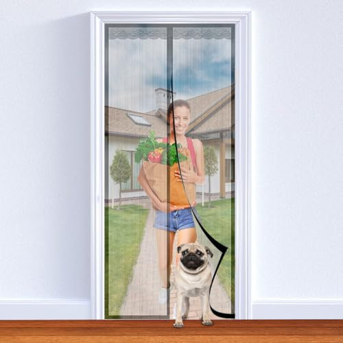 Everpwr 100X210 cm Fliegengitter Tür, Magnet Insektenschutz Balkontür, Fliegenschutz Terrassentür Katzenkrallen Sicher, Stärkere Magneten