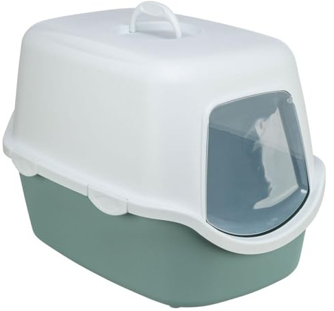 TRIXIE Katzentoilette Vico, mit Haube, 40 × 40 × 56 cm, Salbei/weiß