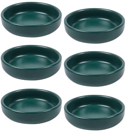 Dmnnlp 9cm Matte Ceramic Small Bowls for Dips, Rounded Soy Sauce Dish, Small Dessert Bowls, Dinnerware Sets Sauce Dessert Snack Serving Dishes 6 Per Pack（Dark Green）