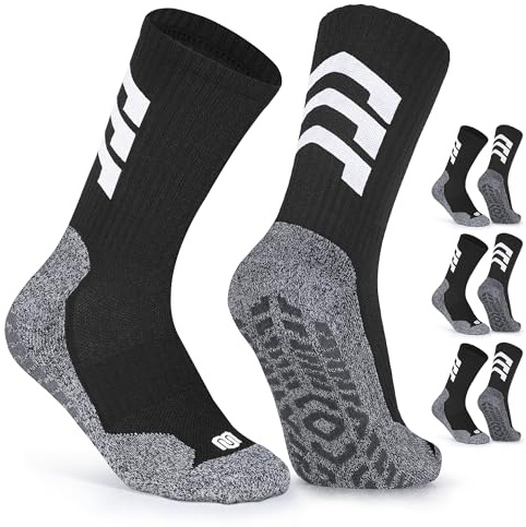 CLOSEMATE 3 Paia Calze Antiscivolo Calcio in Spugna di Cotone Traspiranti per Uomo e Donna Ideali per Sport Yoga Pilates