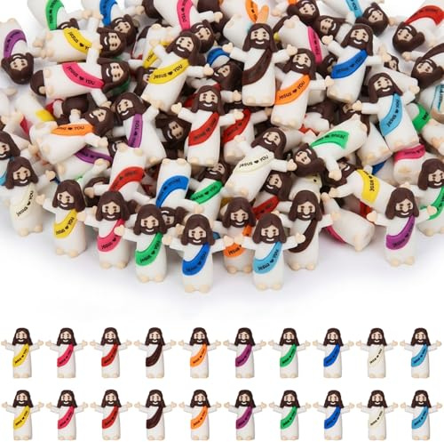 ARCHCRTC Mini-Jesus-Figuren, Jesus liebt dich, Jesus-Puppe, kleine Jesus-Figur zum Verstecken und Suchen, klassische, religiöse Geschenke, Christus, Retter, Jesus für Sonntag, Ostereier, Geschenk (50,