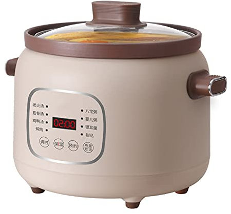 Pentola elettrica stufato, pentola a Cottura lenta con Rivestimento in Ceramica, Multifunzione Uso Domestico con Timer Ritardo 24 Ore Funzione Mantenimento in Caldo, 3 Litri (da 4 a 5 Persone), 220