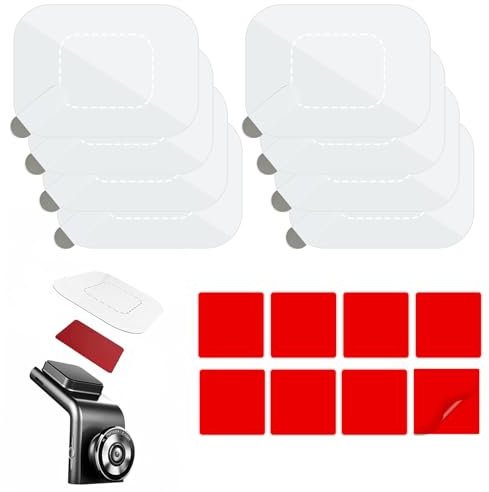 BakeWhiz 8 Pcs Windshield Dashcam Stickers, Transparent Electrostatic Film with VHB Double-Sided Sticker Adhesive Pad, Reflective, Reusable, Scratch-Proof, Residue-Free Car Shield Decal (6x8cm)