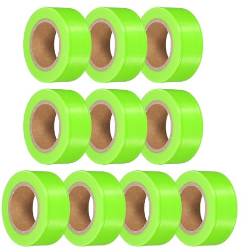 PATIKIL 10Pack Ruban De Marquage Fluorescent Vert, 1 x 100 ft Ruban PVC Neon Non Adhesif Rouleau De Marquage Pour Marquage D'Arbres, Marquage De Sentiers | Rouleau de signalisation non adhésif, pour marquage des arbres, marquage des chemins