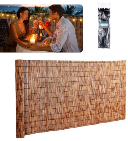 Dekorativer Schilfzaun Natürlicher Zaun Schilfrohrmatte Sonnenschutz Handgewebter Rollzaun Für Garten Balkon Im Freien Hinterhof Terrasse Divider Bambuszaun Sichtschutz(100x900cm(3.3x29.5FT))