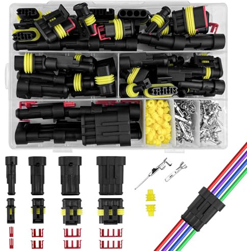 Legpador 352 Pièces Connecteur Electrique Etanche, 1/2/3/4 Broches Connecteur Etanche, Connecteur Automobile, Connectique Electrique, Connecteurs Électriques Étanches pour Véhicules pour Moto, Bateau