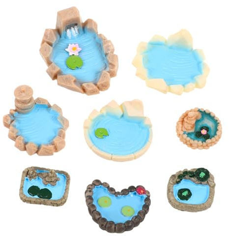 TOYANDONA Lot de 8 Décorations Miniatures Lotus Artificiel en Résine pour Maison de Poupée, Micro-Paysage de Bassin, Décoration Jardin Miniature sous-Marin, Accessoires D'artisanat Créatif