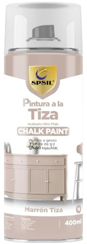 SPSIL Pintura a la Tiza en Spray color Marrón Tiza 400ml - Transformar Muebles y Proyectos de Carpintería - Interiores y Exteriores - Secado Rápido