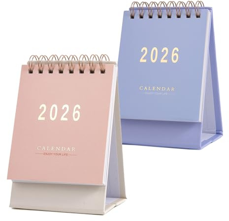MAMACHU 2 Pièces Mini Calendrier de Bureau 2025-2026, Calendrier de Poche de Juillet 2025 à Décembre 2026, Petit Calendrier Mensuel de Bureau, Planificateur Annuel Académique pour la Maison Bureau