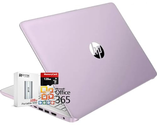 HP 14 HD Thin and Light Laptop, Intel Processor N150(Beat N4120), 8GB RAM, 256GB Storage(128GB UFC+128GB MicroSD), Office 365, Copilot AI, WiFi 6, BT 5.4, HDMI, W/128GB PSD, Win11 S, Honey Lavender