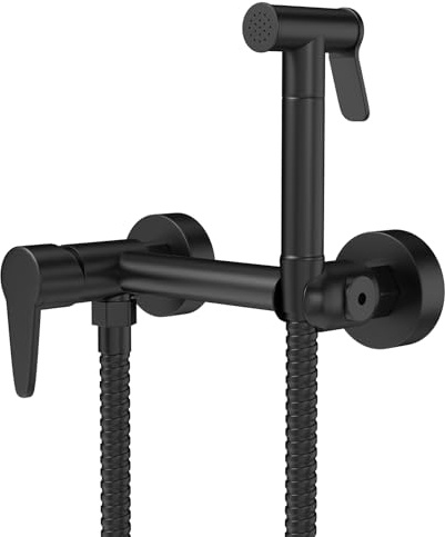 M METERXITY Warm Water Bidet Sprayer for Toilet, Stainless Steel Handheld Bidet Sprayer for Female Wash and Bathing Pets, Bidet Attachment [Black]