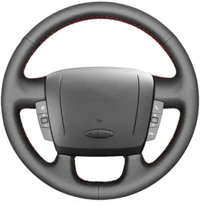 Coprivolante Auto Per Fiat Per Ducato Coprivolante In Pelle Nera Cucita A Mano Copertura Volante(Red Thread)