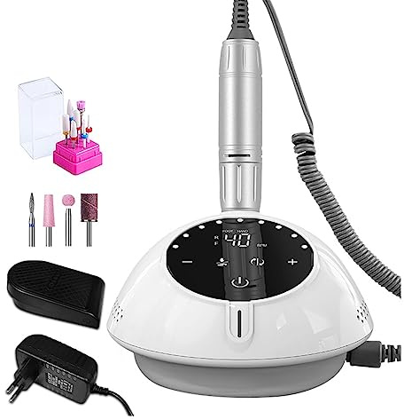 JOJIDE Lima Unghie Elettrico, Trapano for Unghie 40000 RPM con Display HD, Lima for Unghie elettrica di Nuovo aggiornamento con taglierina, Strumenti for Salone di Nail Art(YK207 White-B)