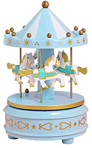 ZWTPGKRD Merry-Go-Round - Caja de música con luz LED, funciona con pilas, carrusel musical de princesa, juguete para decoración del hogar, cumpleaños, niños y adultos, luz LED, carrusel musical