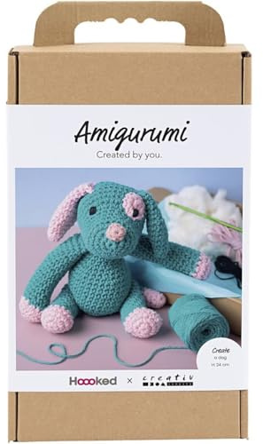 Creativ Company Amigurumi DIY Häkelset (Welpe - Pastellpink, Dunkeltürkis)