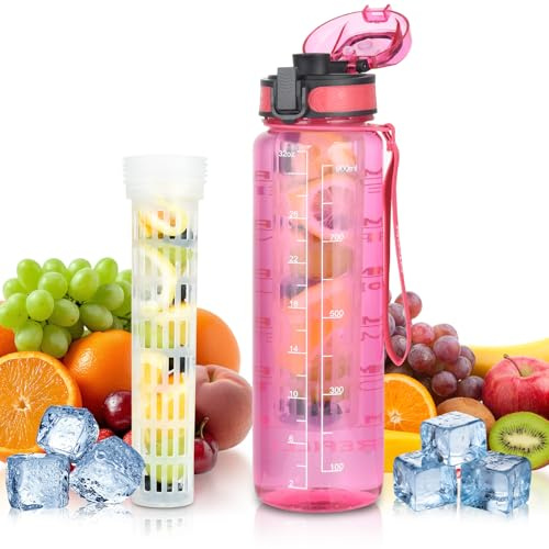 OTraki Gourde Sport 1 L Sans BPA Tritan avec Infuseur Rose