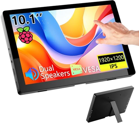 Pixluxe Touchscreen Portable Monitor 10.1 Inch, FHD 1920×1200 60hz HDMI mini Displays, Compatible with Raspberry Pi,PCs, Laptops, and Gaming Consoles, Small Touch Screen