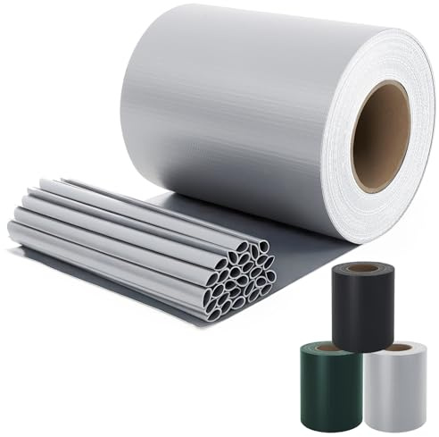 Sekey PVC Sichtschutzstreifen für Doppelstabmatten 35m x 19cm - 26 Befestigungsclips, Doppelstabmattenzaun Sichtschutz, Anti-UV Wetterfest Stabmattenzaun Windschutz für Garten, Grau