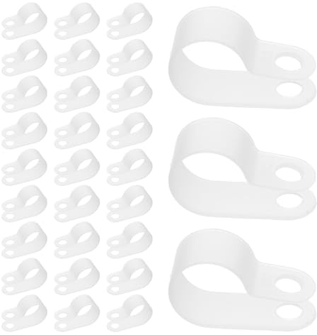 MUCKLILY Clip di Fissaggio per Cavi con Viti Tipo R 132 MM 200 Pezzi in Plastica Bianca per Luci a Corda Morsetti per Cavi Elettrici da Parete in Interno ed Esterno