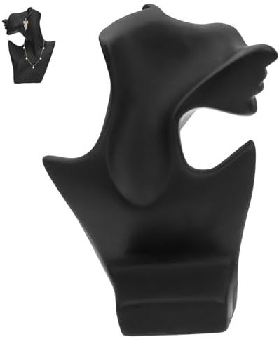 IMIKEYA Présentoir Buste de Mannequin Semi-Visage Noir en Plastique Support à Colliers et Bijoux Accessoire Photo pour Vitrine de Boutique et Exposition Professionnelle