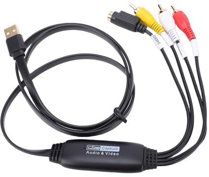 Jectse Scheda di Acquisizione Video USB 2.0, Convertitore da Analogico a Digitale con Ingresso Video Composito e Stereo, per Mac OS VHS VCR DVD Camcorder