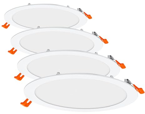 OSRAM Downlight Slim 225mm, luz LED empotrable, 22W, blanco frío 6500K, 2400 lúmenes, diseño plano, IP20, fácil instalación para salones y cocinas (Paquete de 4)