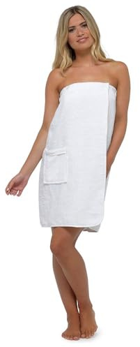 Tom Franks Womens 100% Cotton Shower Wrap Bath Towel White S-M