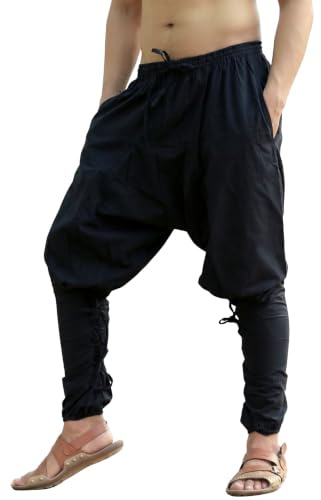 SARJANA HANDICRAFTS Mens Womens Cotton Churidar Harem Pants Yoga Pajama Ethnic Trouser (Black)