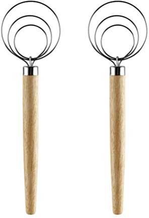Cabilock 2pièces Fouet à Spirale Acier Inoxydable Avec Poignée Bois Pour Agitation De Pâte Pour Pâtisserie Et Cuisine