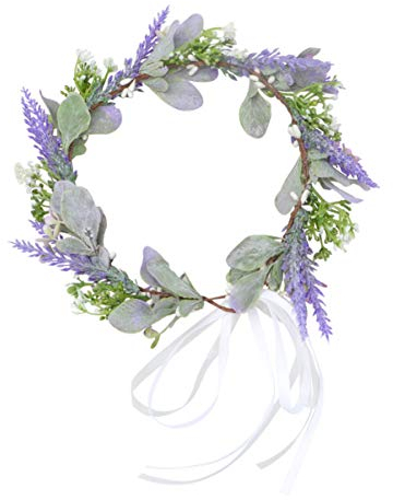Blumenkranz Mädchen Blumenkranz Krone Stirnband Einstellbar Haarkranz Blumen Lila Brautbrautjungfern Haarband Haare Für Damen Hochzeit Party Festival