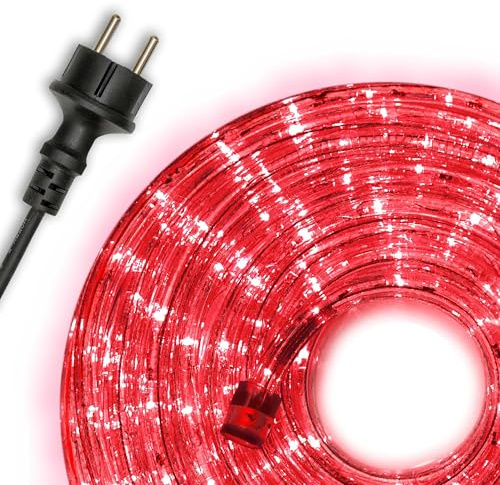 Nipach 10m LED Lichterschlauch – Leuchtfarbe: rot – für Innen- und Außenbereich