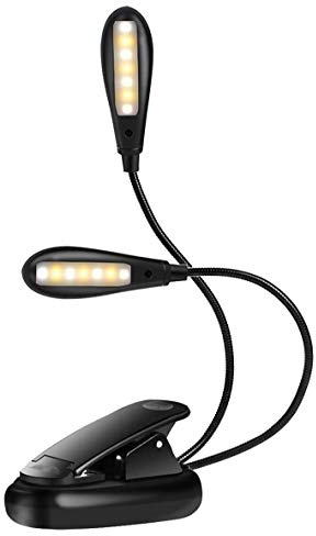 Akozon LED Leselampe USB wiederaufladbar Klemmleuchte 3 Helligkeiten | 14 LEDs dimmbar 3000-6500K flexibel 25h Akku Leser Studenten Bett Büro