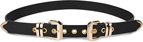 styleBREAKER Damen Gürtel Doppelschnalle Metall | 2,8 cm breit, stufenlos auf individuelle Länge anpassbar, variables Taillen- oder Hüft-Accessoire, Anleitung inklusive.